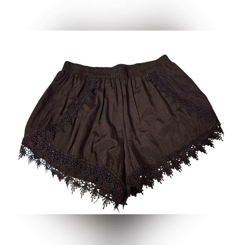 Girl Revolution Black Lacy High Rise Hot Pants Ladies Medium Celeb Style Gothic